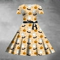 thumbnail image 4 of Gelikeya Halloween Dresses for Girls Size 5-14 Cartoon Bat/Pumpkin/Cat Prints Short Sleeve O Neck Dress, 4 of 5