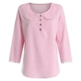 thumbnail image 6 of vigerkar Womens Floral Embroidered Long Sleeve Shirt Peter Collar Dressy Casual Blouse Shirts (Pink, XL), 6 of 7