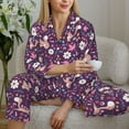 thumbnail image 5 of Xecao Cute Squirrel Floral Print Women Pajamas Set Soft Sleepwear Pjs long Sleeve Button Down Nightwear with Long Pants, 5 of 6