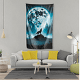 thumbnail image 3 of Lotusprinthandmade Wolf In Night Blue 100% Polyester Wall Flag One Size 36 x 60 inches, 3 of 4