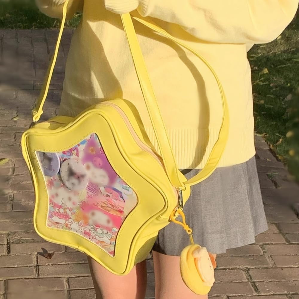 SPEKSEE Star Shape Ita Bag Pins Display Crossbody Bag PU Leather Backpack Y2k Aesthetic Cute Handbag
