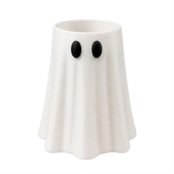 1Pc White Ghost Can Cooler Sleeve, Freestanding Halloween Drink Holder for Standard 12 oz Beer Soda Cans, Stable Tabletop Decorative Beverage Insulator