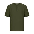 thumbnail image 6 of OGLCCG Boys Short Sleeve Henley Shirt Button Up Cotton Linen Dress Shirts Casual Summer Solid Color Tees Tops with One Pocket 5-15 Years, 6 of 8