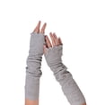 thumbnail image 1 of 1 Paire de Gants Longs Sans Doigts Haute Élasticité Protection des Poignets Collocations Multiples Gris Clair, 1 of 9