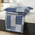 thumbnail image 2 of Jessy Home Patchwork Bedspread Set Queen/Full Grey Blue Plaid Quilt Microfiber Coverlet, 2 of 7