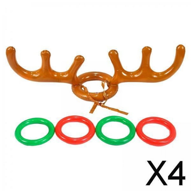 Juego de 6 anillos de lanzamiento de juguetes, juego de ciervos inflables, accesorios duraderos para carnaval, juegos al aire libre para juegos, Navidad, familia en interiores 4 piezas