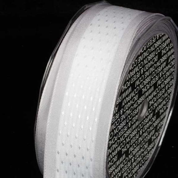The Ribbon People White and Gray Small Diamonds Wired Craft Ribbon 1.5" x 27 Yards