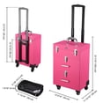 thumbnail image 5 of Byootique Pink Rolling Makeup Case Trolley on Wheels Cosmetic Artist Nai Polish Tattoo Train Organizer with Keys & DrByootiqueers, 5 of 12