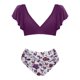 thumbnail image 3 of WILLBEST Traje de Baño Corto para Mujer, Traje de Baño de Cintura Alta con Volantes, Traje de Baño de Dos Piezas con Estampado Tropical, 3 of 3