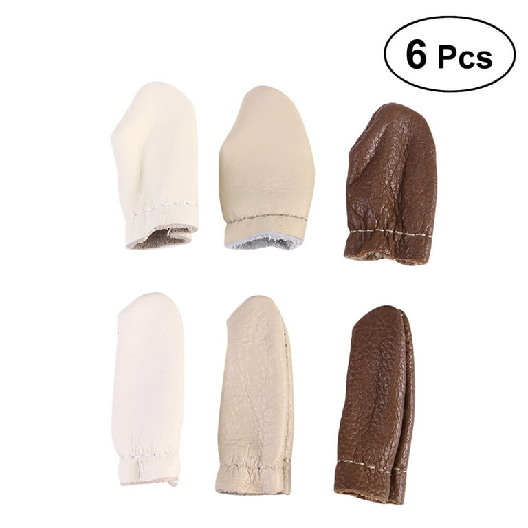 4 Pairs Leather Finger Protector Needle Felting Knitting Finger Thimble  Guards Tools for Hand Craft Sewing Needlework Handmaking(Random Color)
