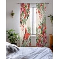 thumbnail image 3 of Cardinal Bird Sheer Curtains 84 Inch Length 2 Panels Set for Living Room/Bedroom, Pine Cones Poinsettia Berry Floral Beige Kitchen Curtains Grommet Semi-Sheer Curtains Window Treatments 42"x84"x2, 3 of 7