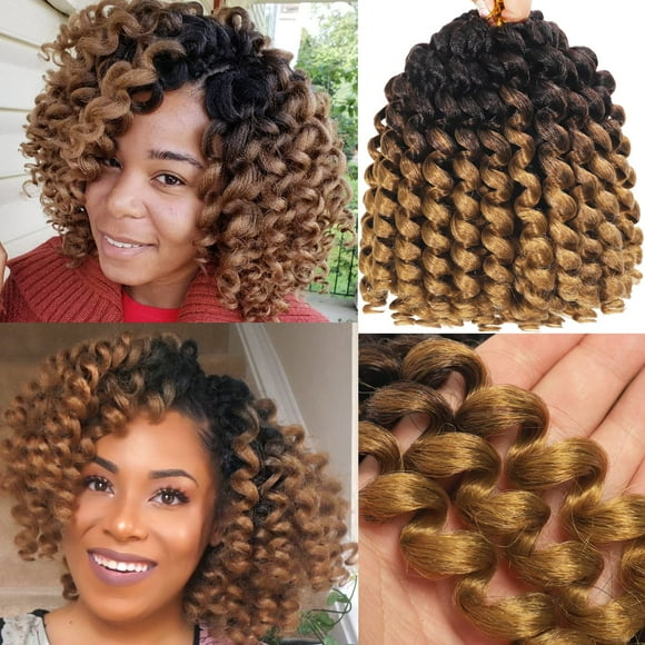 60 Strands 2X Ringlet Wand Curl Jamaican Bounce Crochet Braids 8 inch 3Packs Crochet Hair Extensions Blonde Ombre Crochet Braiding Hair (8Inch (Pack of 3), 4/27 Ombre)