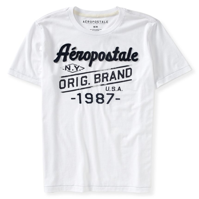 Aeropostale - Camiseta gráfica para hombre, marca original, color blanco, pequeña Aeropostale Camiseta gráfica