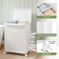 thumbnail image 5 of VECELO 2-Section Laundry Basket with Wheels, Portable Storage Hamper with Handle for Bathroom, Laundry and Dorm, Movable Multipurpose Sorter Basket, White, Large, 5 of 9