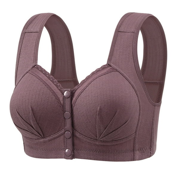 Cameland Bras for Older Women, No Wire Comfortable Bralette for Elderly Convenient Front Close Button Bras Full Coverage