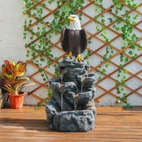 Bald Eagle Statue Outdoor Fountain Tiered Cascading Rock Water Fountain Outdoor Garden Waterfall Decor for Garden Patio Backyard Deck Porch Outside Water Feature 39.76" H