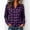 Purple plaid button down shirt women a1, variant on Bzdzmqm Womens Plaid Button Down Shirts Collared Long Sleeve Tops with Chest Pockets Relaxed Loose Fit Cozy Trendy Casual Fall Winter Business Work Wear, Purple S