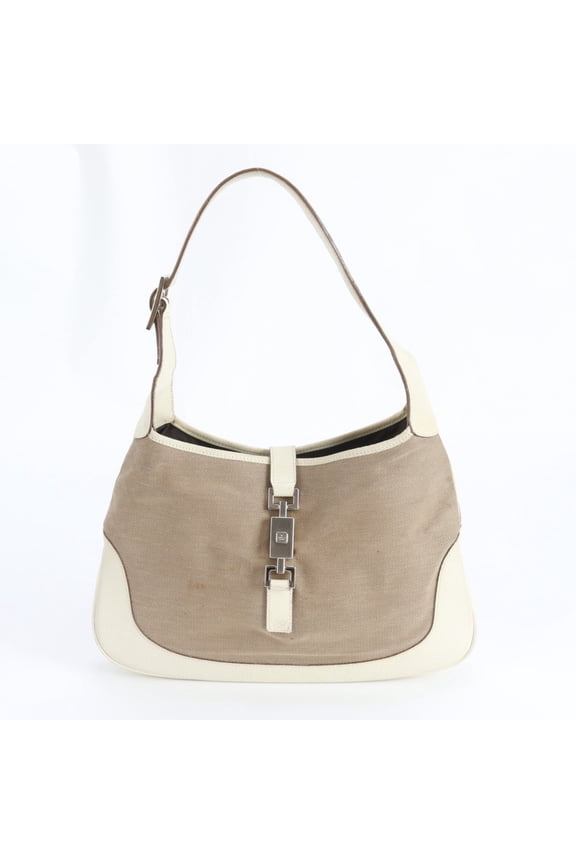 Pre-Owned Gucci Jackie 001 3306 Leather and Canvas Shoulder Bag, Tote Handbag for Women