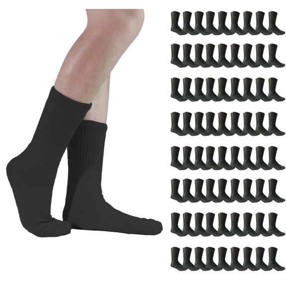 Yacht & Smith Mens & Womens Wholesale Bulk Sports Crew, Athletic Case Pack Socks, by SOCKS'NBULK (72 Pairs Black, Womens 9-11 (Shoe size 5-10))