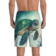 thumbnail image 3 of Naloa Watercolor Turtle1 Men's Short Pajama Pants, Lounge Comfort Shorts with Elasticized Waistband and Side Pockets - Small, 3 of 9