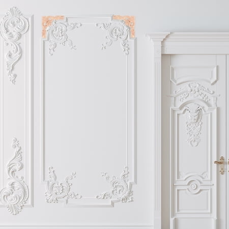 MLINS 4pcs Wood Appliques Onlays Unpainted Corner Frame Decorative Carved Flower Decal For Furniture Diy Bed Door Cabinet Wardrobe Decoration
