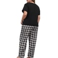 thumbnail image 6 of Sherrylily Women Plus Size Pajamas 2 Piece Set V-Neck Short Sleeve T Shirt Plaid Lounge Pants Sleepwear, 6 of 7