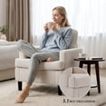 thumbnail image 2 of Modern Accent Chair Cozy Living Room Chairs Mid Century Modern Accent Chairs Reading Chair with Armrests for Living Room, Bedroom and Study（Beige）, 2 of 7