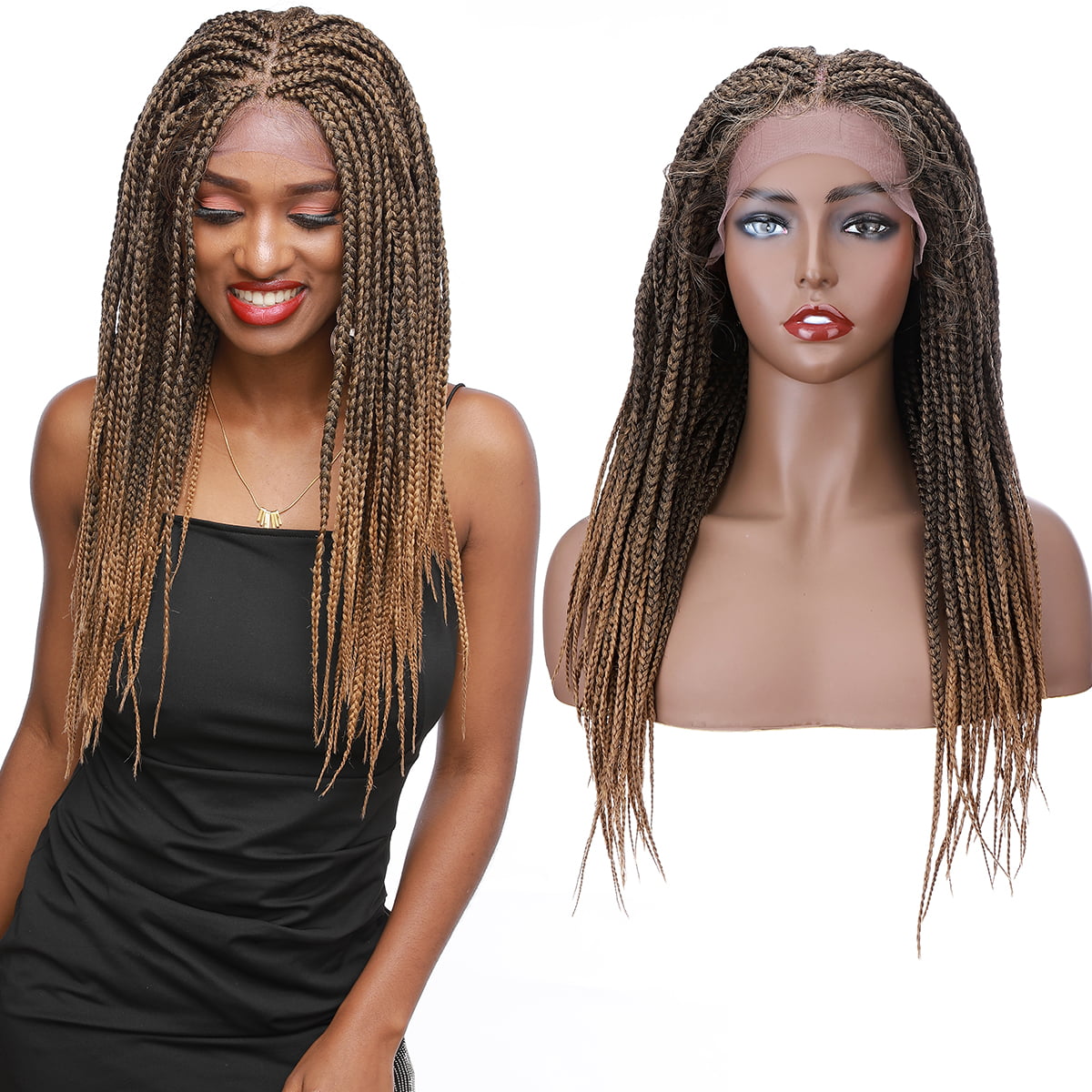 SEGO Long Curly Braided Lace Front Wigs for Women African Curls Ends  Cornrow Box Braided Braid Braids Synthetic Braiding Wig With Baby Hair