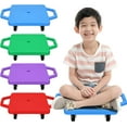 thumbnail image 3 of 4 Pieces Sports Scooter Board with Handles Plastic Casters Floor Sitting Scooter Boards for Kids Children Gym Indoor Outdoor Activities Play Equipment, 11.22 x 11.22 inch, 3 of 7
