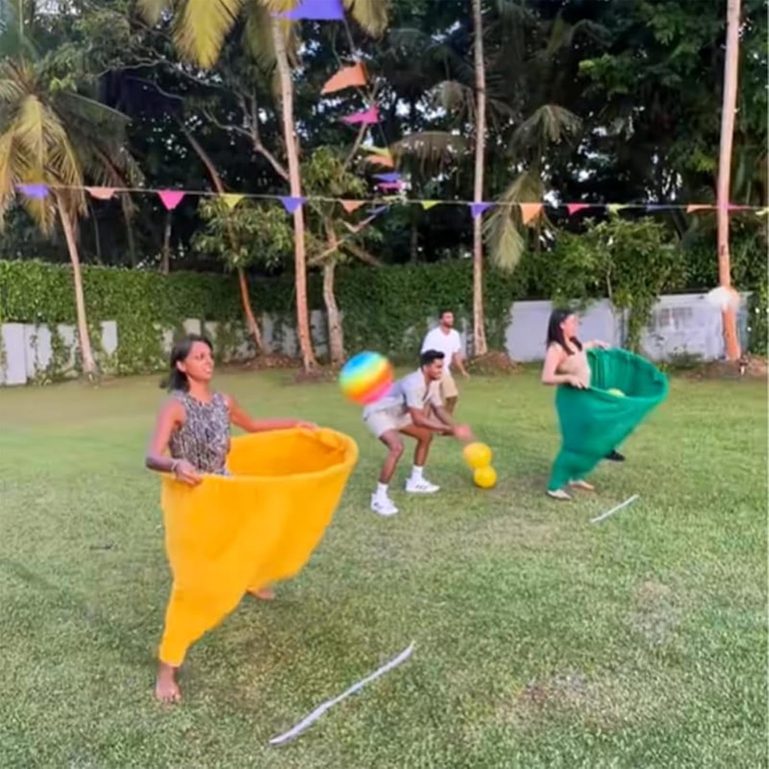 Granny Pants Yard Game Set,Granny Pants Party Rush! Giant Outdoor Party Game with Bouncy Balls and Air Pumps,Fun Family Reunion & Adult Yard Game for Groups (Green-2 Set)