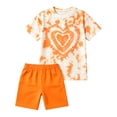 thumbnail image 3 of SGMVNU Girls Summer 2 Piece Outfits Fashion Short Sleeve Loose T-Shirts and Elastic Waist Biker Shorts Kids Clothing Sets, Size 1-2 Years, qp1-Orange, 3 of 5