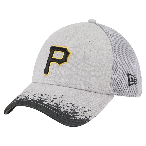 Men's New Era Gray Pittsburgh Pirates Visor Paint Splatter 39THIRTY Flex Hat
