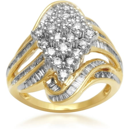 2 Carat T.W. Diamond 10kt Yellow Gold Cluster Fashion Ring