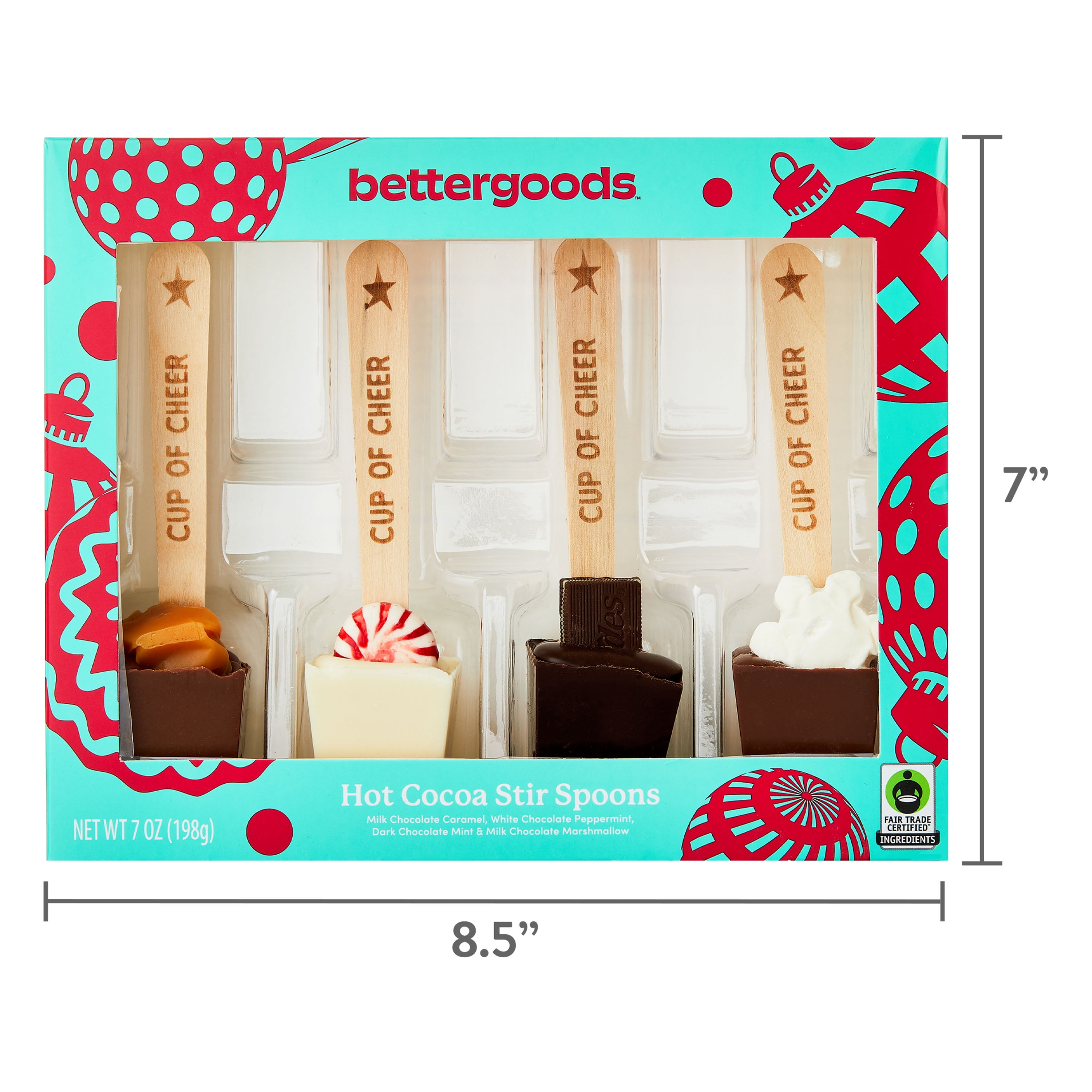 (3 pack) bettergoods Fair Trade Hot Cocoa Stir Spoons, 7 oz, 4 Count