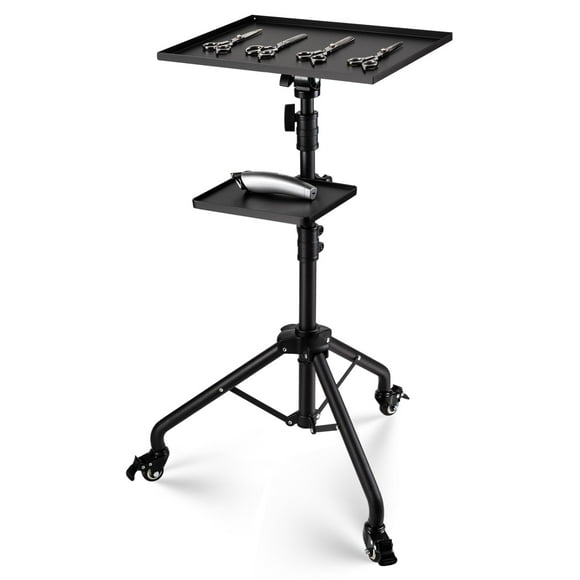 Noverlife Salon Tray Cart on Wheels with Storage Platform, Tattoo Rolling Tray Height Adjustable Salon Service Tray Tattoo Cart, Iron SPA Rolling Car