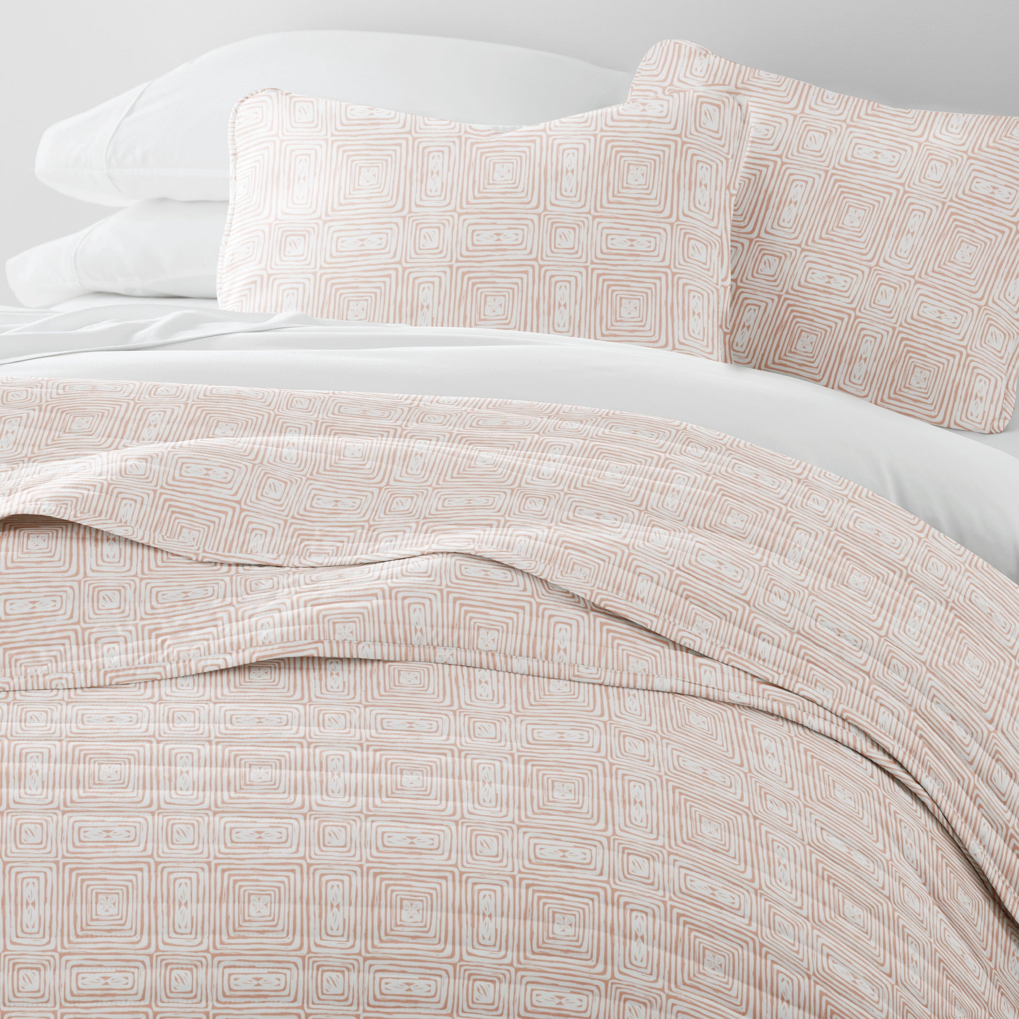 Lightweight Quilt Sets - Wrinkle Free - Coverlet Geometric Apricot Pattern by Comfort Canopy