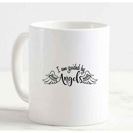 

Coffee Mug I Am Guided By Angels Angel Wings Guardian Protectors White Cup Funny Gifts for work office him her