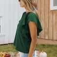 thumbnail image 3 of Askfv Womens Ruffle Short Casual Summer T-Shirts Sleeve Tops Round Neck Tunic Tee Blouse, 3 of 4