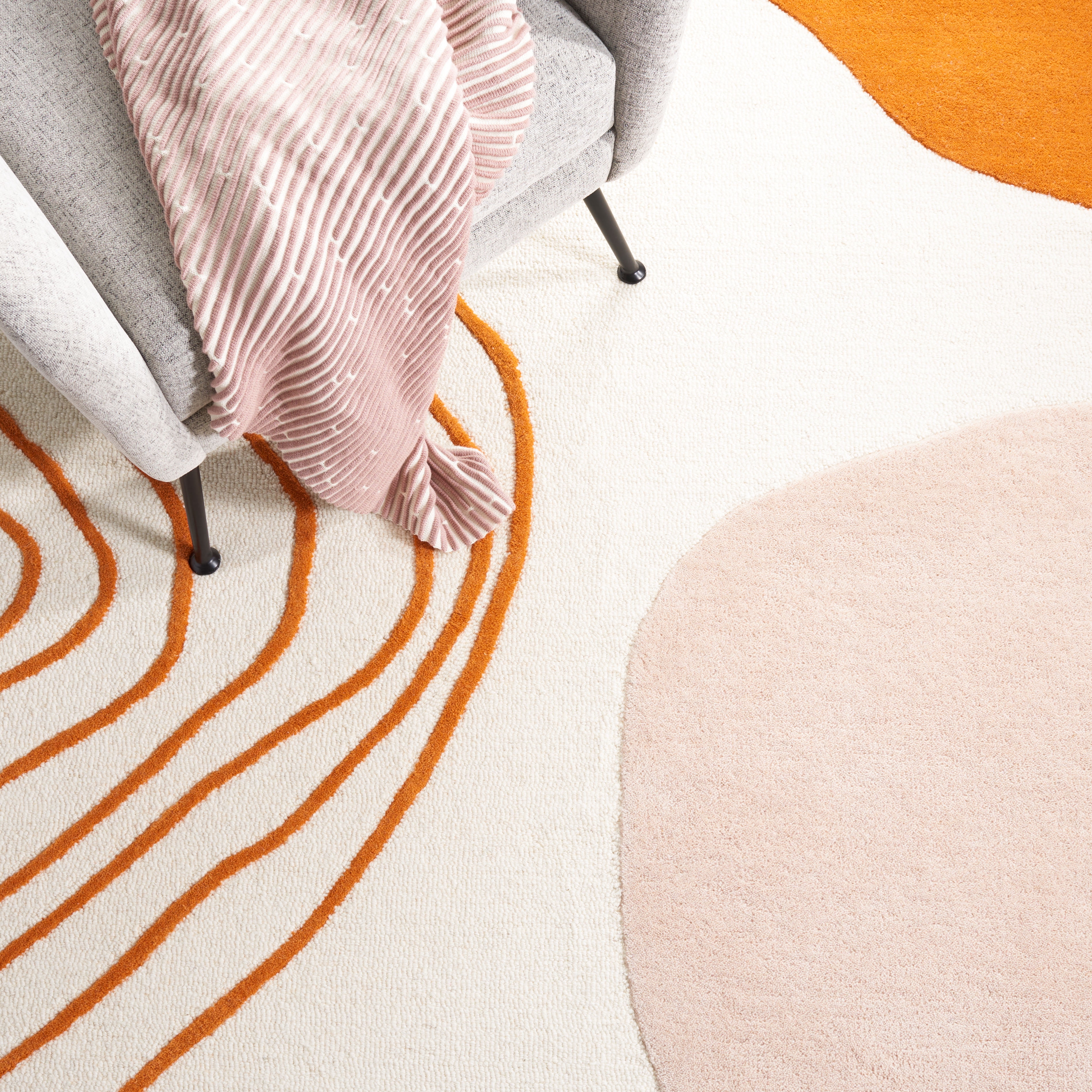 SAFAVIEH Rodeo Drive Dusan Abstract Area Rug, Ivory/Rust, 6' x 6' Square