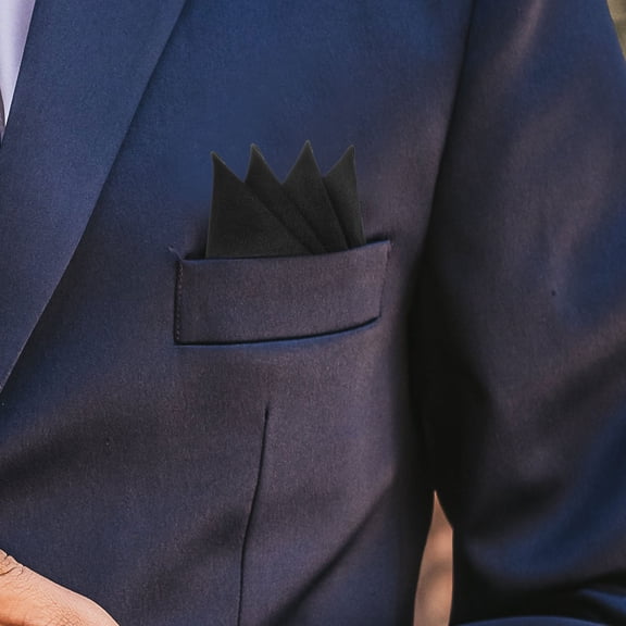 WEAVILUX Black Mens Pocket re Supple Handkerchief Suit Accessory Decorative