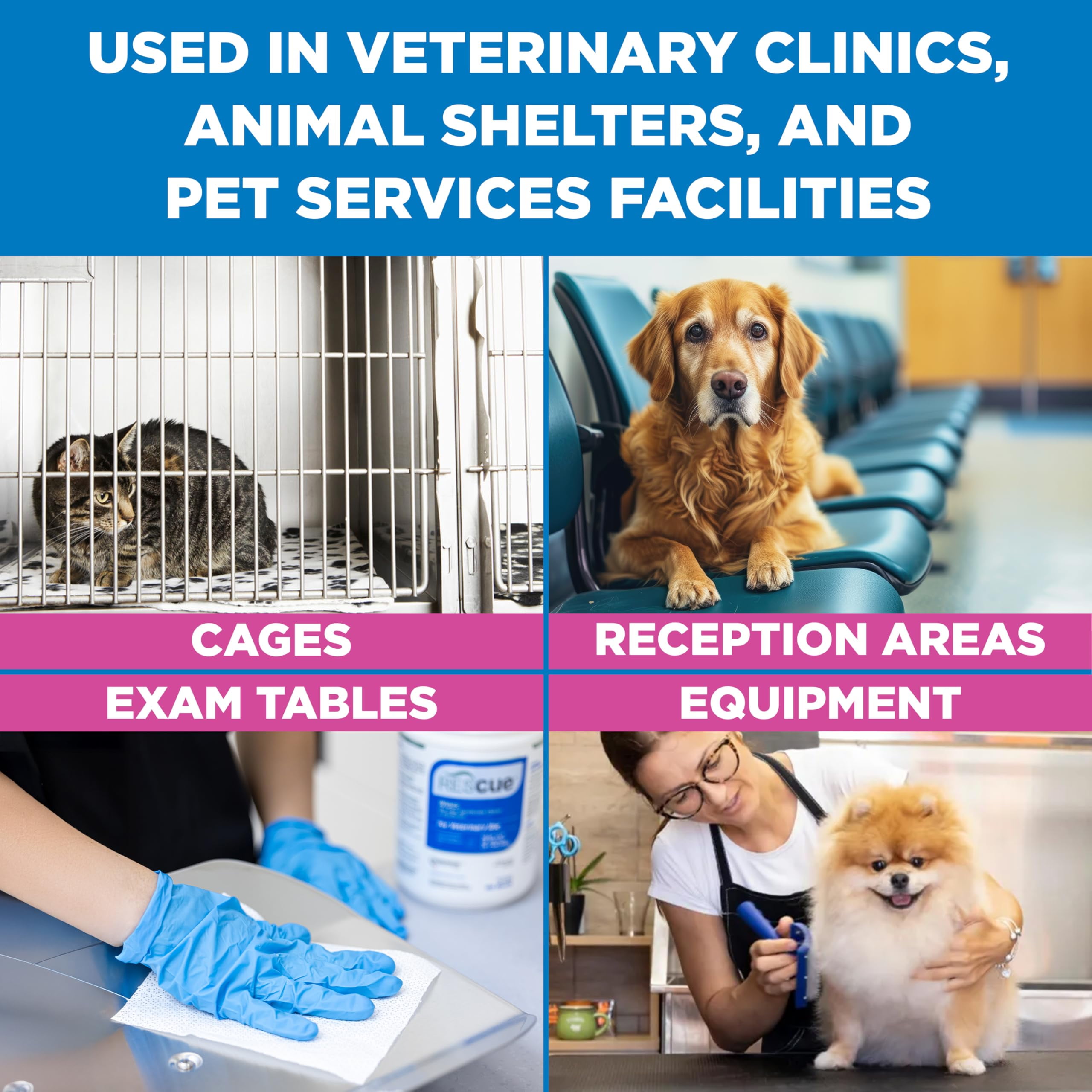 REScue One-Step Disinfectant Cleaner & Deodorizer Wipes for Vet Use â€“ Cleaner for Kennels, Litter Boxes & More â€“ 160-Wipes, 1 Canister (Pack of 1)