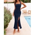 thumbnail image 4 of Merokeety Womens Summer Dresses Halter Backless Ruched Slit Maxi Formal Dress Navy m, 4 of 5