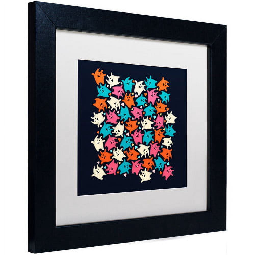 Trademark Fine Art "Tiny Tumbling Kittens" Canvas Art by Carla Martell, White Matte, Black Frame