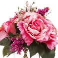 thumbnail image 2 of Enova Home Mixed Artificial Silk Roses Flowers Arrangement in Clear Glass Vase with Faux Water (Pink), 2 of 3