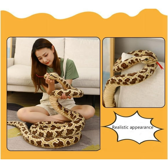 Jouet en Peluche Serpent/python Oreiller en Peluche/jouet Animal en Peluche, Grand Serpent en Peluche 200cm Jouet Python Animal en Peluche Serpent Astucieux pour Enfants Cadeau Décoration d'Halloween (Br Bi)