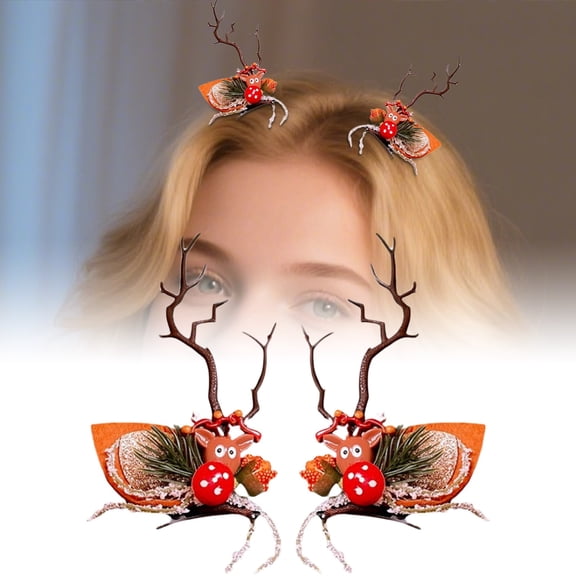 Christmas Snowflake Hair Clip Set - Festive Reindeer & Mushroom Design Hair Accessories for Women, Holiday Party Hairpins