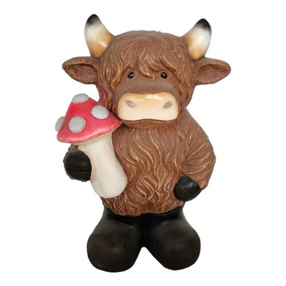 Angelo Décor statue vache des Highlands avec champignons