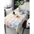 thumbnail image 2 of Easter Bunny Rectangle Tablecloth, Blue Easter Eggs Spring Floral Colorful Plaid Waterproof & StainResistant Tablecloth, Washable Oil-proof Table Cover for Dining/Party/Wedding/Buffet 60x120 In, 2 of 9