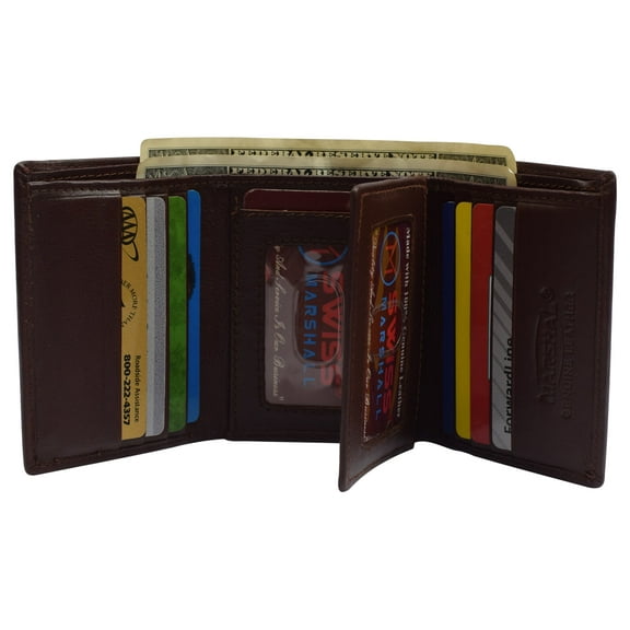 Swiss Marshall RFID Blocking Unisex Classic Bi-Fold Wallet, Burgundy