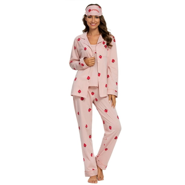 Soft Satin Space Pajamas Set, Lightweight Button Up Blouse Pajama Top &  Elastic Waistband Pajama Pants, Women's Loungewear & Sleepwear